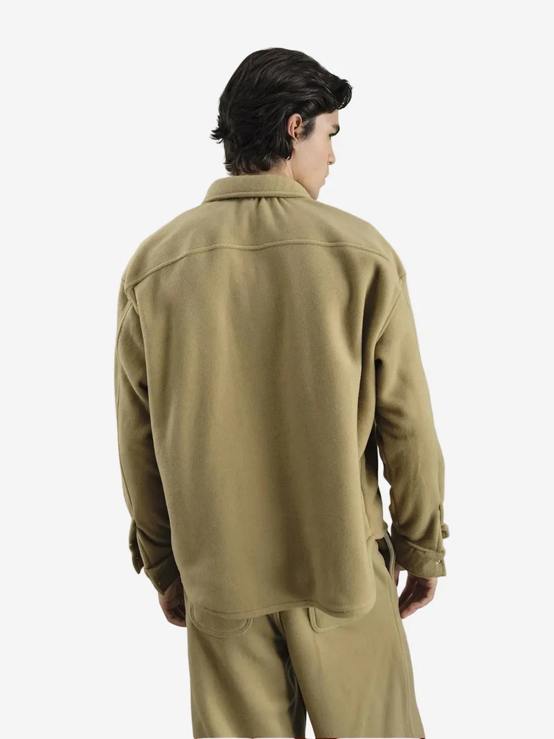 Giesto Tan Natural GIESTO Plush Oversized Snap-Button Shirt for Men | Best Price UAE