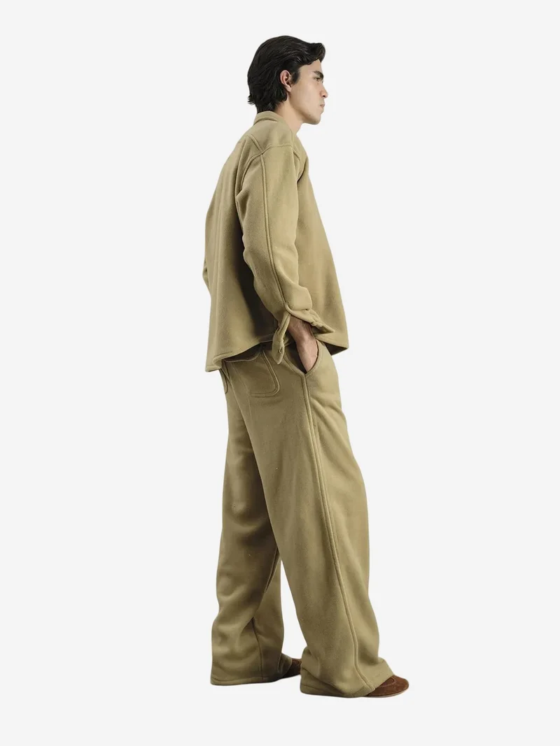 Giesto Tan Natural GIESTO Plush Oversized Snap-Button Shirt for Men | Best Price UAE