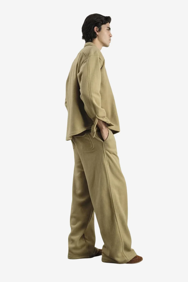 Giesto Tan Natural GIESTO Plush Oversized Snap-Button Shirt for Men | Best Price UAE