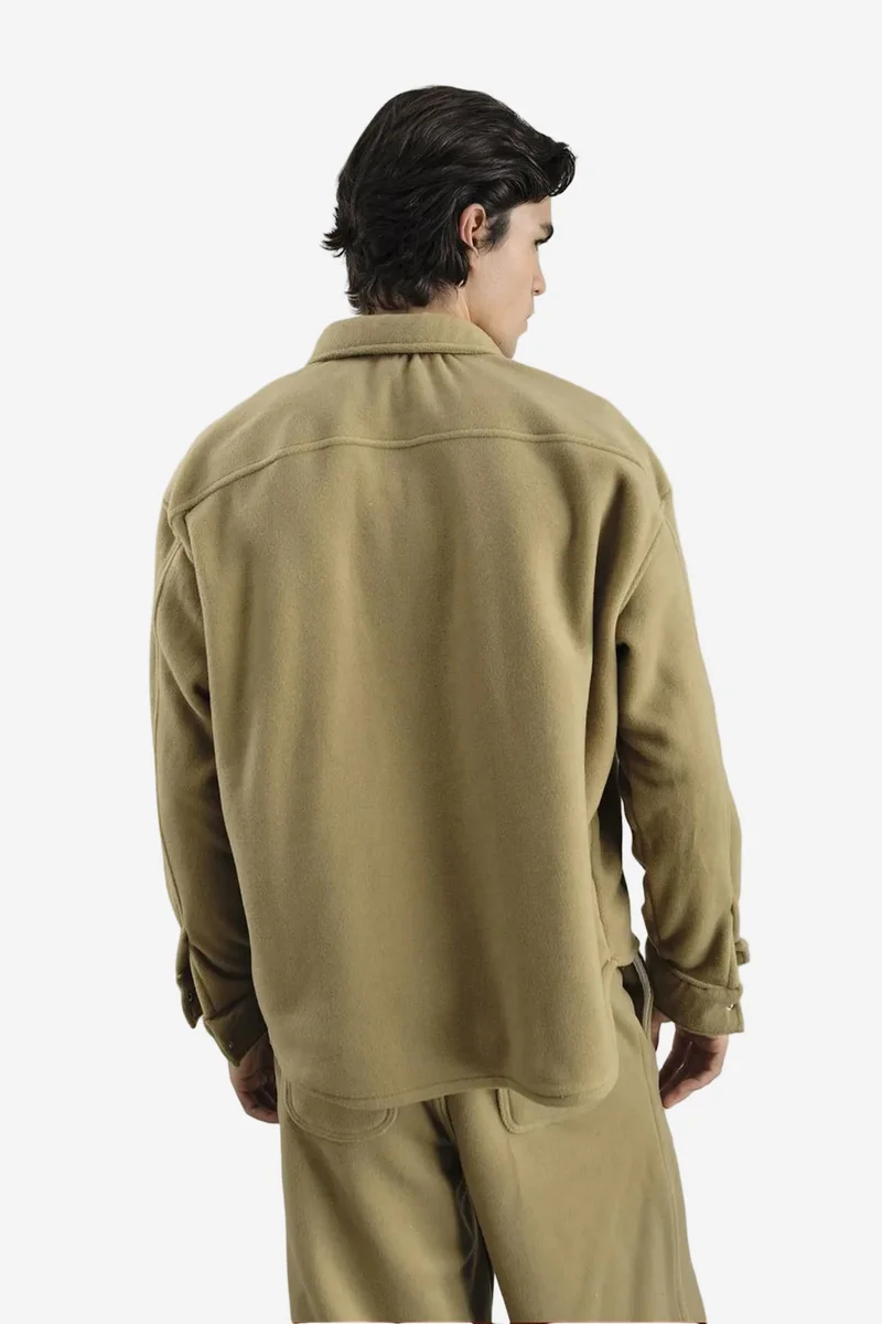 Giesto Tan Natural GIESTO Plush Oversized Snap-Button Shirt for Men | Best Price UAE