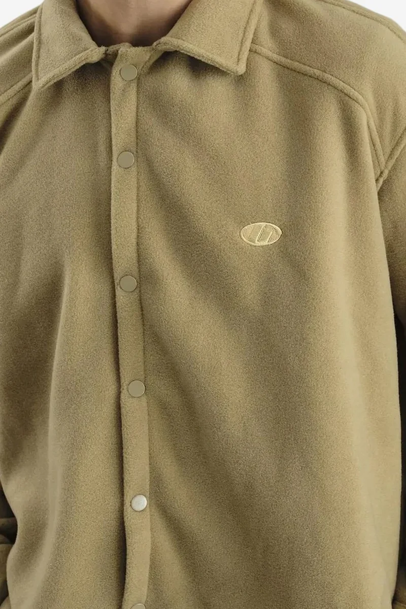 Giesto Tan Natural GIESTO Plush Oversized Snap-Button Shirt for Men | Best Price UAE