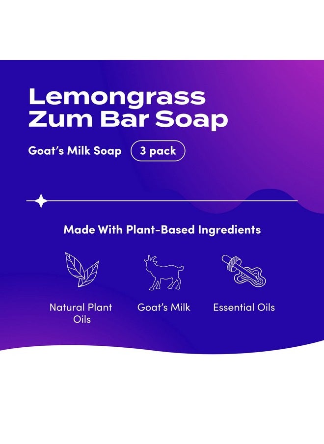 Indigo Wild - Zum Goat'S Milk Soap Bar Bar Soap For Hands & Body Made With Essential Oils 3 Oz Lemongrass (3 Pack) - Image 1