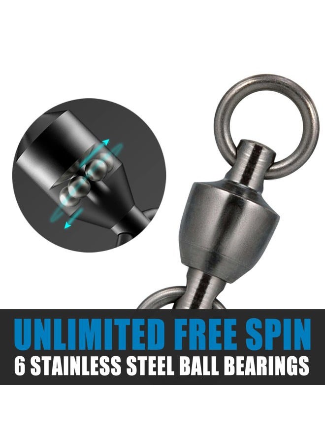 Dr.Fish 20 Pack Fishing Swivels Freshwater Ball Bearing Swivels Stainless Swivels Fishing Tackle Heavy Duty Black Nickel Terminal Tackle Barrel Swivels Leader Lures Connector Offshore Size 0 - Image 4