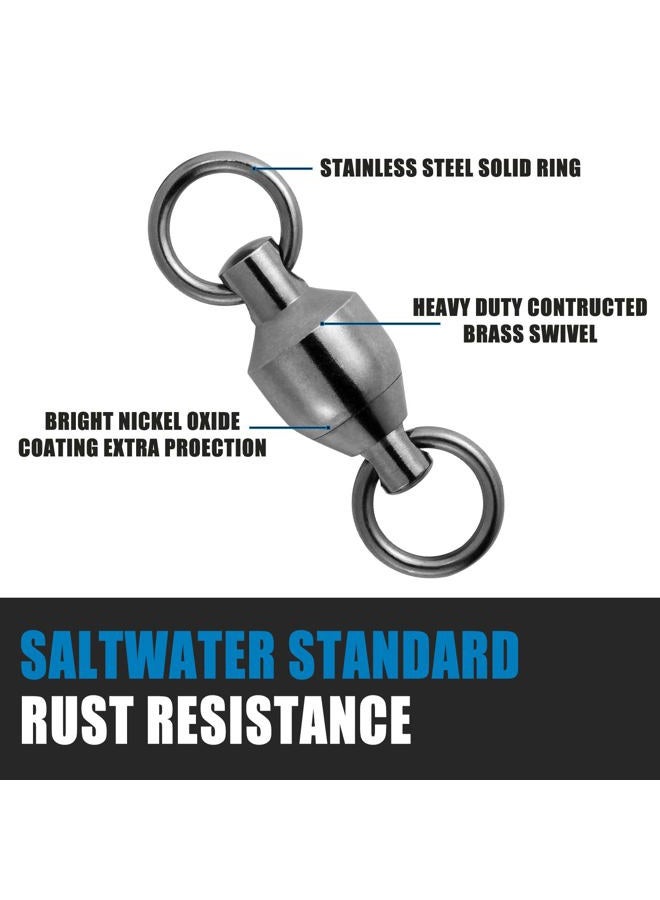 Dr.Fish 20 Pack Fishing Swivels Freshwater Ball Bearing Swivels Stainless Swivels Fishing Tackle Heavy Duty Black Nickel Terminal Tackle Barrel Swivels Leader Lures Connector Offshore Size 0 - Image 3