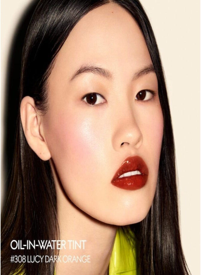 غوتشي ملمع الشفاه السائل GUCCI Glow Oil-In-Water Tint (سعة 6.5 مل - درجة 308 Lucy Dark Orange) – تركيبة مرطبة تمنح لمعاناً مشرقاً. - Image 3