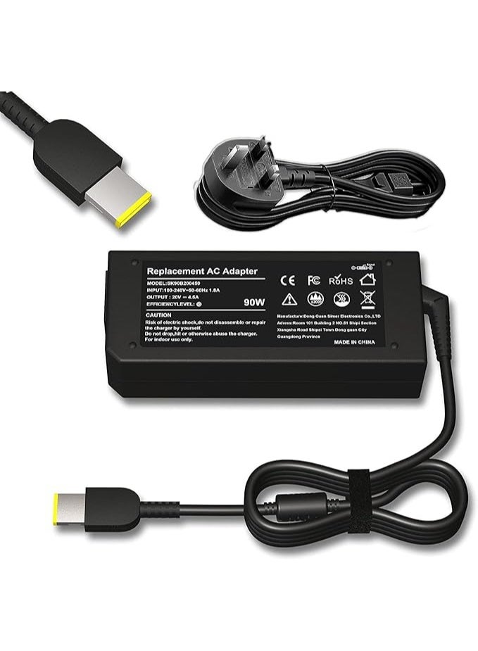 Terabyte AC Adapter 90W 20V 4.5A Laptop Charger for Lenovo ThinkPad X1 Carbon T440 E431 G410 45N0237 45N0236 45N0239 344428U ThinkPad T431s Z510 PA-1900-081 0B46994 0B46995 Yoga 11s Flex 14 15D Power Cord - Image 1