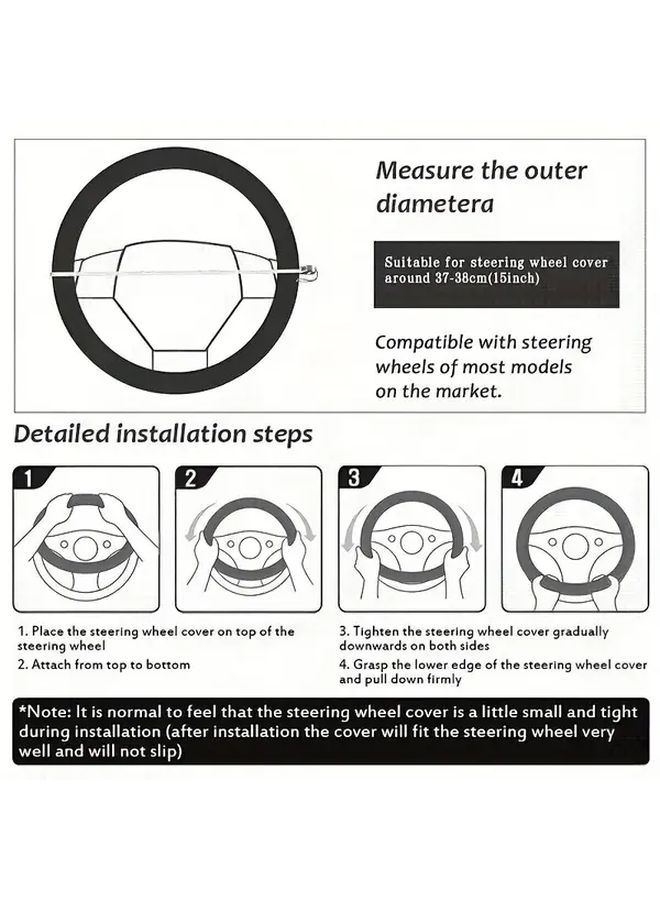 Coffee Color Steering Wheel Cover Breathable Anti Slip Durable Easy Installation Fit Most Vehicles All Season Comfort - Image 5