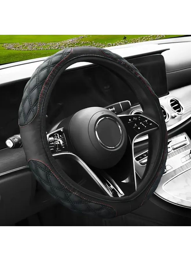 Coffee Color Steering Wheel Cover Breathable Anti Slip Durable Easy Installation Fit Most Vehicles All Season Comfort - Image 3