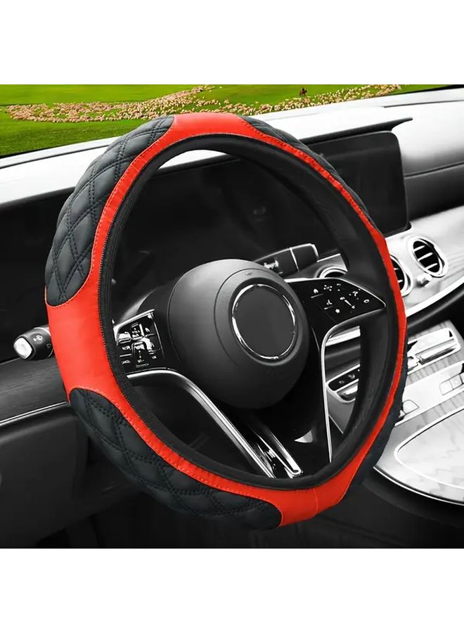 Coffee Color Steering Wheel Cover Breathable Anti Slip Durable Easy Installation Fit Most Vehicles All Season Comfort - Image 1