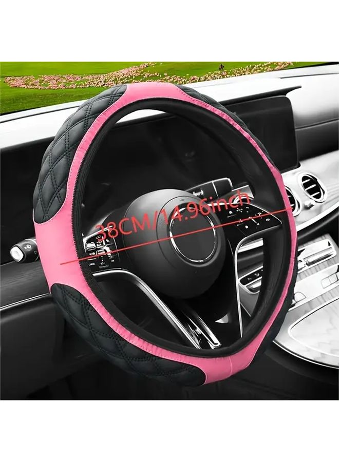 Coffee Color Steering Wheel Cover Breathable Anti Slip Durable Easy Installation Fit Most Vehicles All Season Comfort - Image 2