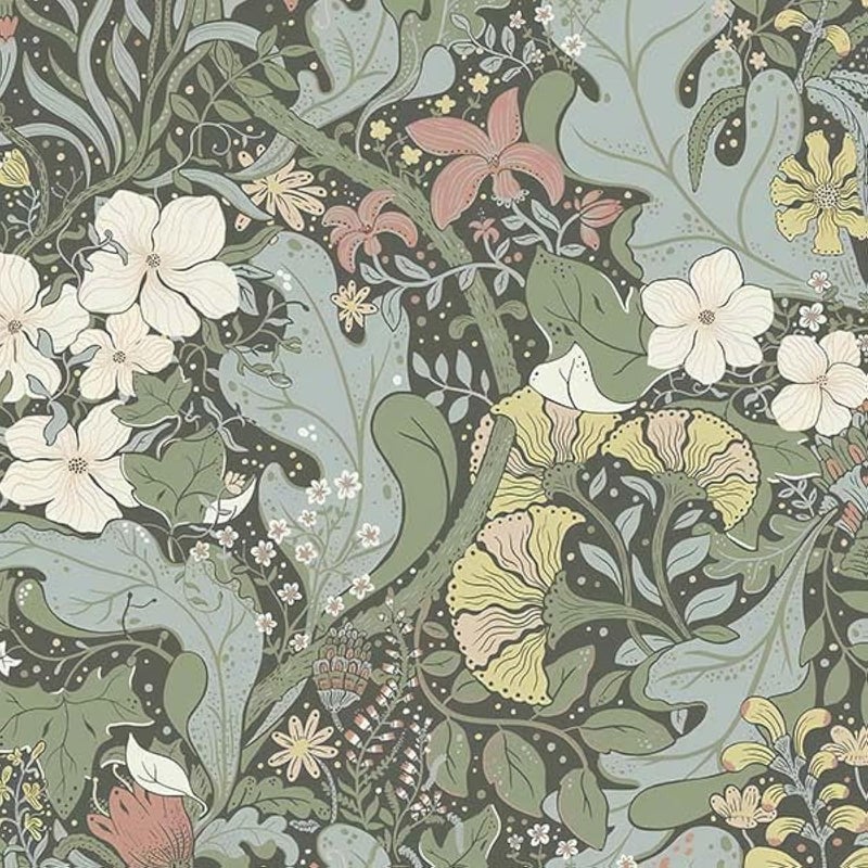 HeloHo 1614 X 3937 Green Floral Wallpaper Peel and Stick Self Adhesive Removable Wallpaper Waterproof Contact Paper for Living Room Bedroom Decor