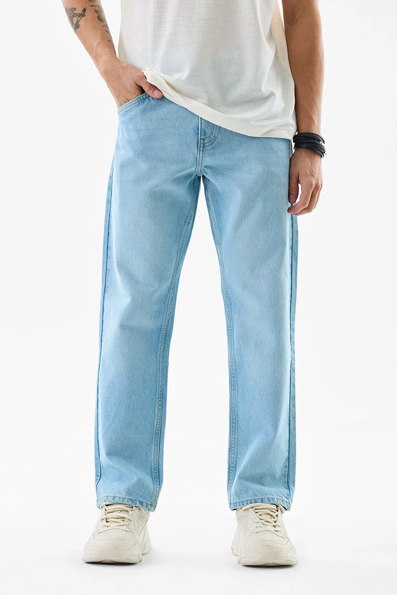 سنيتش Light Blue Solid Relaxed Casual Jeans