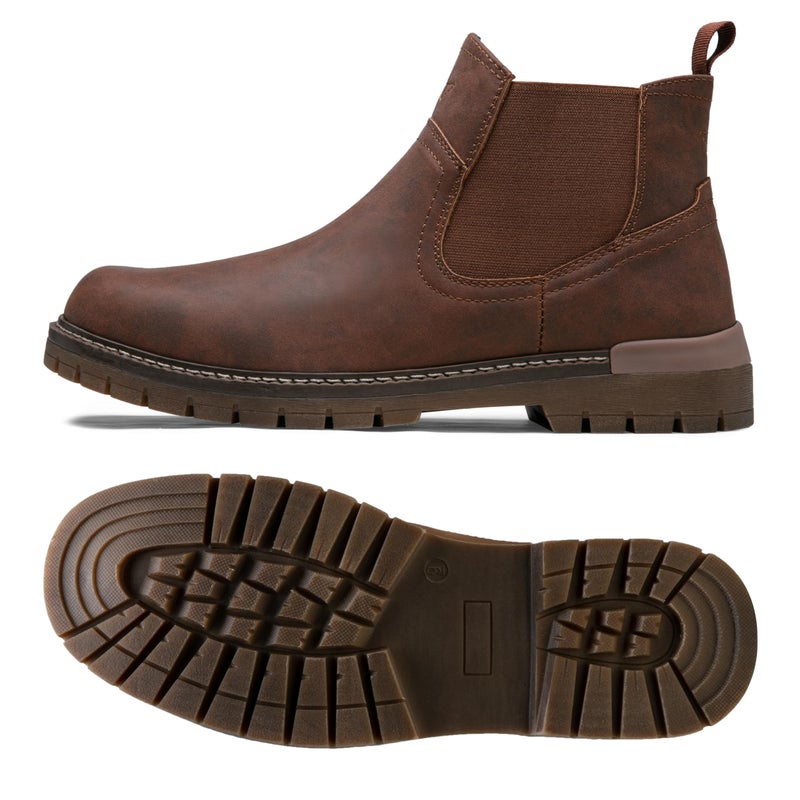 Jousen Chelsea Boots Casual Slip On Ankle Waterproof Mens Boots(AMY8119A brown 10) - Image 4