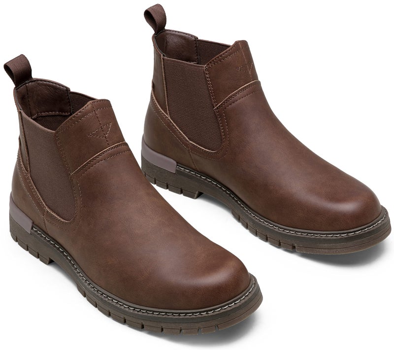 Jousen Chelsea Boots Casual Slip On Ankle Waterproof Mens Boots(AMY8119A brown 10) - Image 5