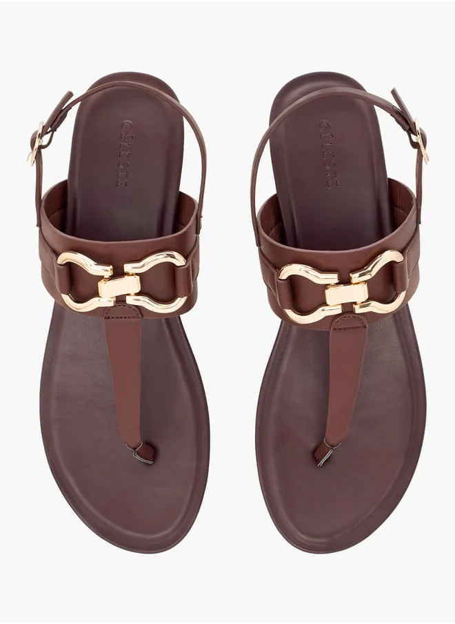 Celeste Womens Metal Accent Sandals with Buckle Closure