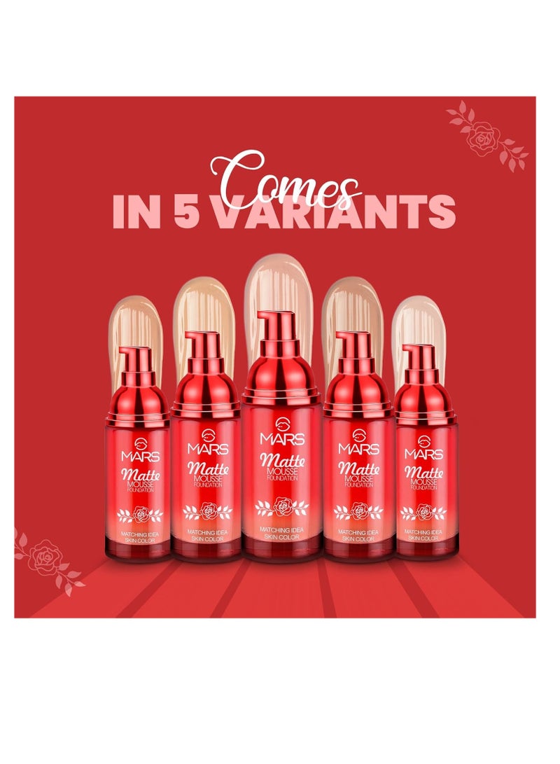 MARS Hydrating Matte Mousse Foundation  Lightweight and Seamlessly Blendable Foundation for Face Makeup  60 ml 106 Golden Beige - Image 3