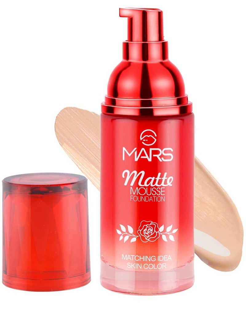 MARS Hydrating Matte Mousse Foundation  Lightweight and Seamlessly Blendable Foundation for Face Makeup  60 ml 106 Golden Beige - Image 1