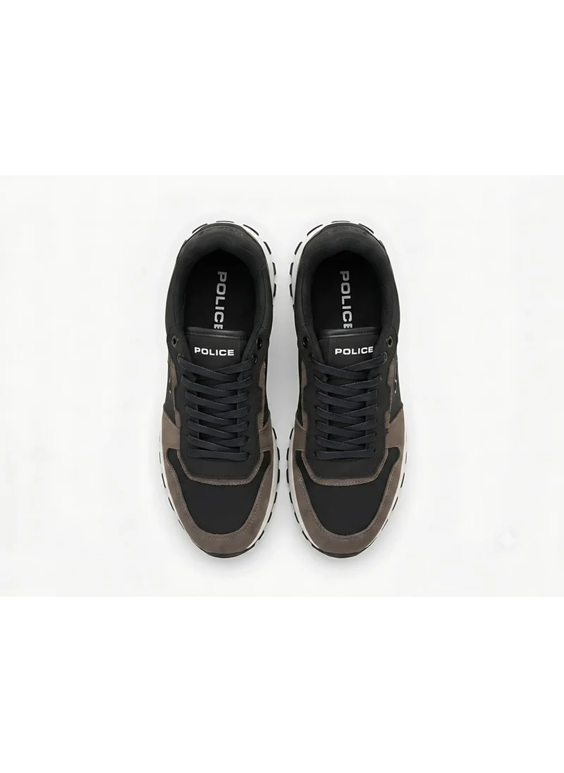 بوليس Police Men's Leather Low-Top Lifestyle Sneakers with Genuine Leather Upper, Urban Streetwear Design & Rugged Casual Style – Black