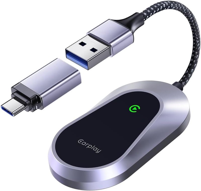 Luckam محول وايرلس 2 في 1 لسيارات كار بلاي وأندرويد أوتو، واي فاي مزدوج النطاق 5GHz وبلوتوث، متوافق مع أكثر من 1000 طراز سيارة (2016+)، توصيل وتشغيل لتجربة سلسة مع كار بلاي وأندرويد أوتو. - Image 1