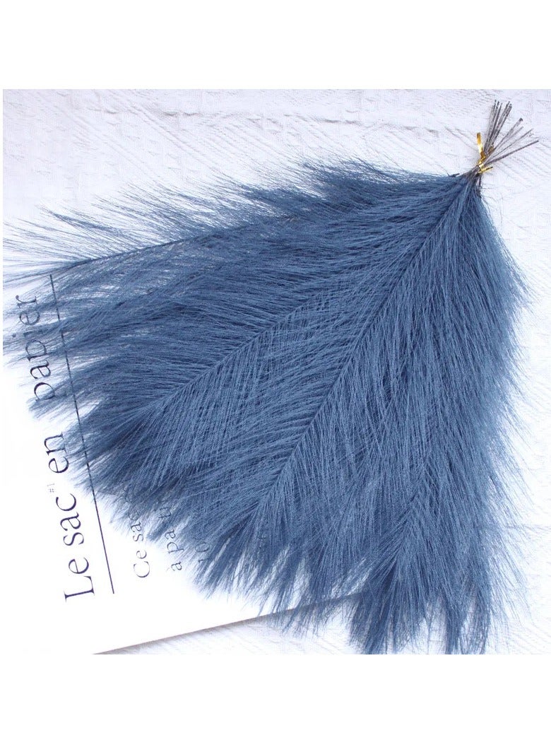 AROAQ Artificial Fluffy Pampas Grass, Elegant Fake Flower Boho Decor, Durable Artificial Flowers For Vase Filler Farmhouse Diy Room Home Wedding Decor, DK Blue 10pcs  - Image 1