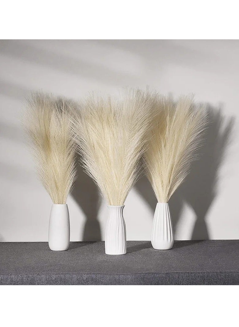 AROAQ Artificial Fluffy Pampas Grass, Elegant Fake Flower Boho Decor, Durable Artificial Flowers For Vase Filler Farmhouse Diy Room Home Wedding Decor, DK Blue 10pcs  - Image 4
