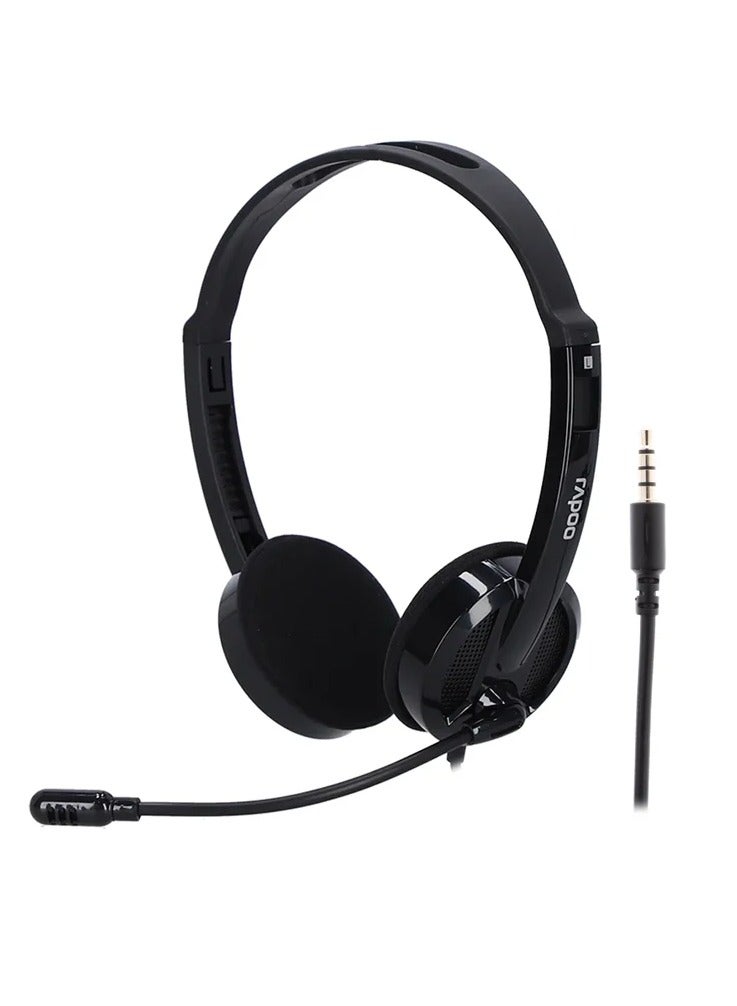 Rapoo H101 is a Wired Stereo Headphone That Offers a Good Balance of Sound Quality and Comfort. It has a 3.5mm Audio Jack, Making it Compatible with Most Devices - Image 1