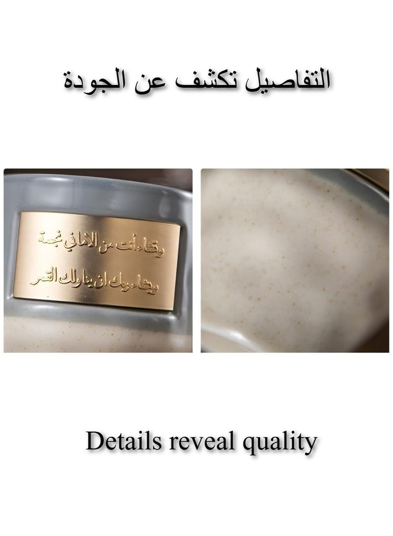سِيمِير فنجان قهوة خزفي رمادي معزول بقلم نحاسي مستوحى من الشرق الأوسط قابل لإعادة الاستخدام للهدايا المنزلية والاستخدام اليومي والعطلات - Image 3