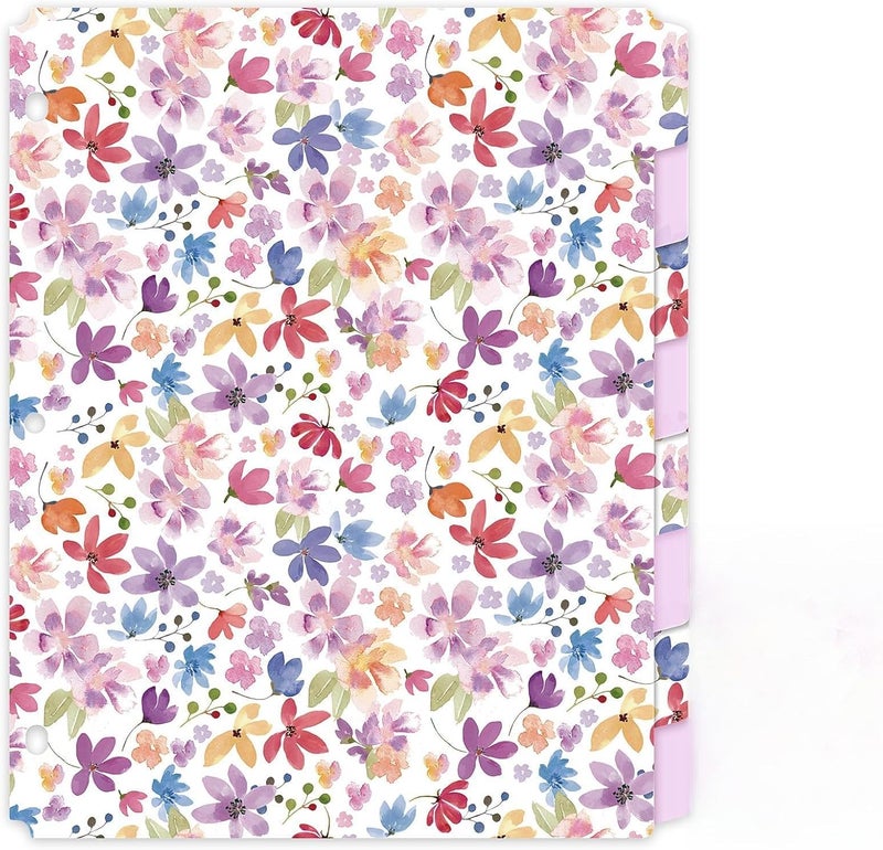 Skydue 8 Tab Binder Dividers with Tabs, Thick Plastic Dividers for 3 Ring Binder, Letter Size, Tear-Resistant File Organizers, Purplefloral - Image 1