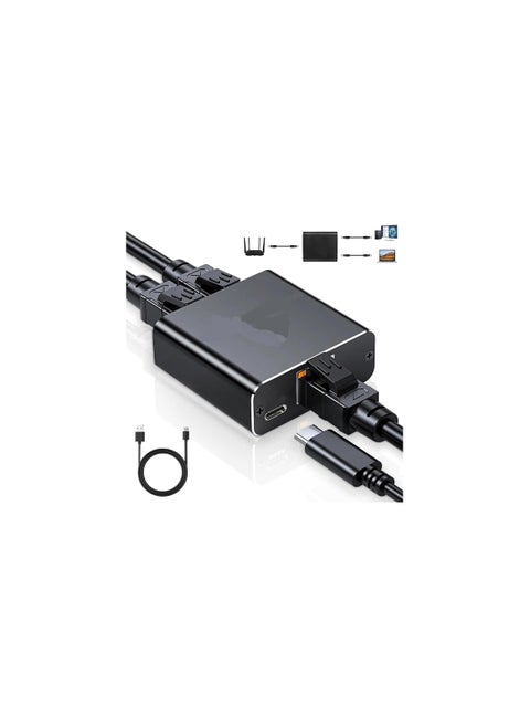 سبليتر إنترنت 1 إلى 2 RJ45، سرعة 1000 ميجابت، يعمل بمدخل USB، يدعم كابلات Cat5/6/7/8، لتوصيل جهازين في نفس الوقت
