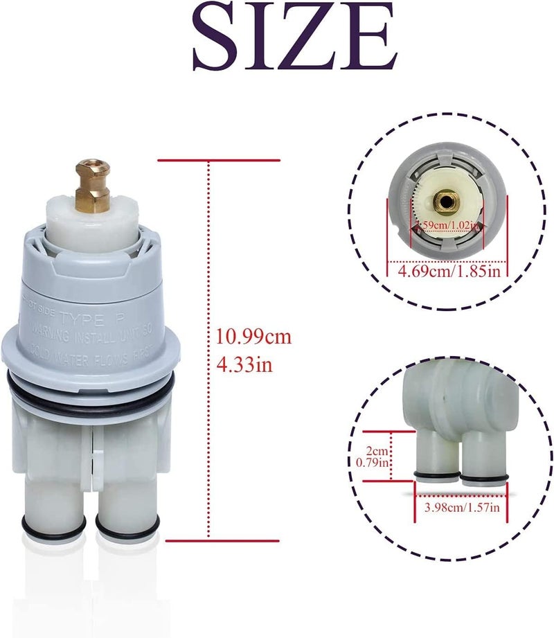 Swess RP46074 Shower Universal Valve Cartridge Assembly for Delta Shower and Tub 1314 Series Faucet Replacement Part for Delta Monitor Cartridge Include RP22734 Bonnet Nut Replacement - Image 2