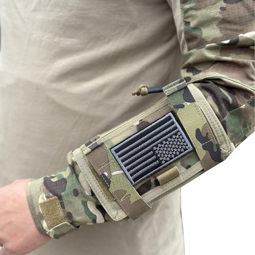 tactifans Tactical Arm Sleeve Map Pouch Case Documets Holder Wrist Case Wrist Map Holder QB Wristband Map Case Military Arm Pouch Tactical USA Flag PatchCP - Image 1