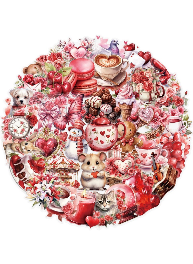 قوس قزح أورينبو 50 قطعة من ملصقات عيد الحب الشفافة العتيقة لعيد الحب، ملصقات اعتراف حلوة لسجلات القصاصات والمجلات وألبومات الصور وبطاقات الحب الرومانسية المقاومة للماء للمراهقين والبالغين - Image 1