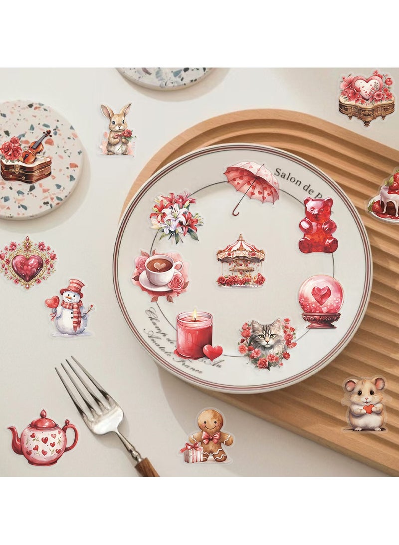 قوس قزح أورينبو 50 قطعة من ملصقات عيد الحب الشفافة العتيقة لعيد الحب، ملصقات اعتراف حلوة لسجلات القصاصات والمجلات وألبومات الصور وبطاقات الحب الرومانسية المقاومة للماء للمراهقين والبالغين - Image 3