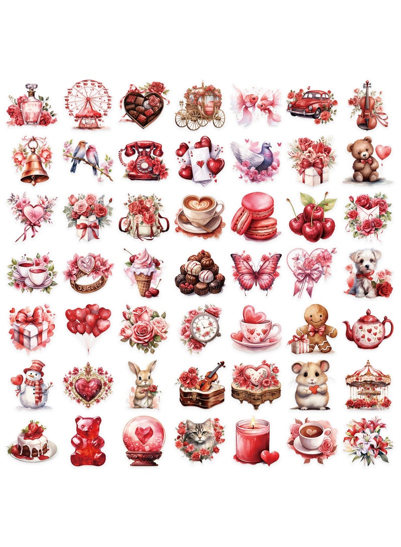 قوس قزح أورينبو 50 قطعة من ملصقات عيد الحب الشفافة العتيقة لعيد الحب، ملصقات اعتراف حلوة لسجلات القصاصات والمجلات وألبومات الصور وبطاقات الحب الرومانسية المقاومة للماء للمراهقين والبالغين - Image 2