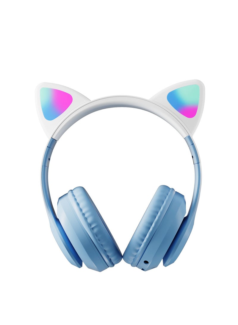 GULFLINK 400mah Cat Ear Bluetooth Headset Flashing Light 5.0 Wireless Sports and Leisure Headset Bluetooth Headphones Blue - Image 4