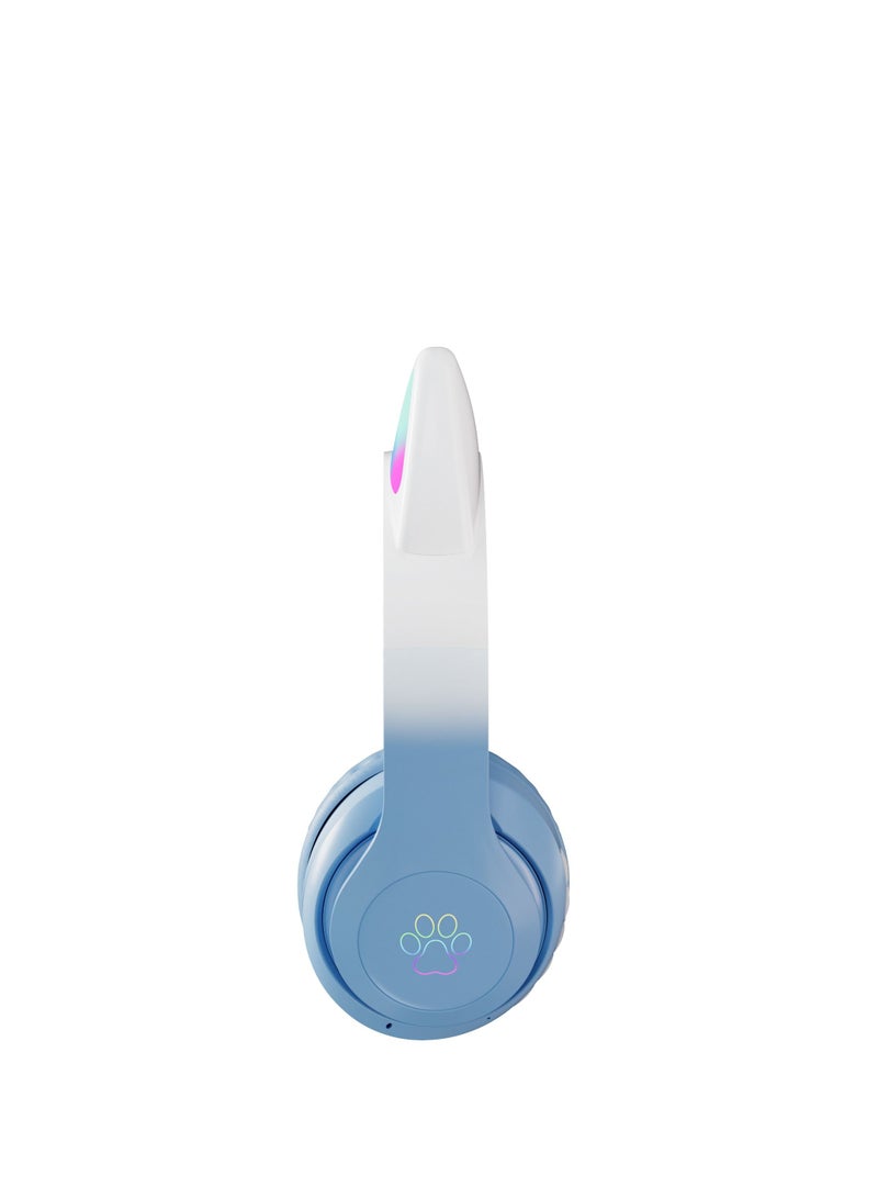GULFLINK 400mah Cat Ear Bluetooth Headset Flashing Light 5.0 Wireless Sports and Leisure Headset Bluetooth Headphones Blue - Image 3