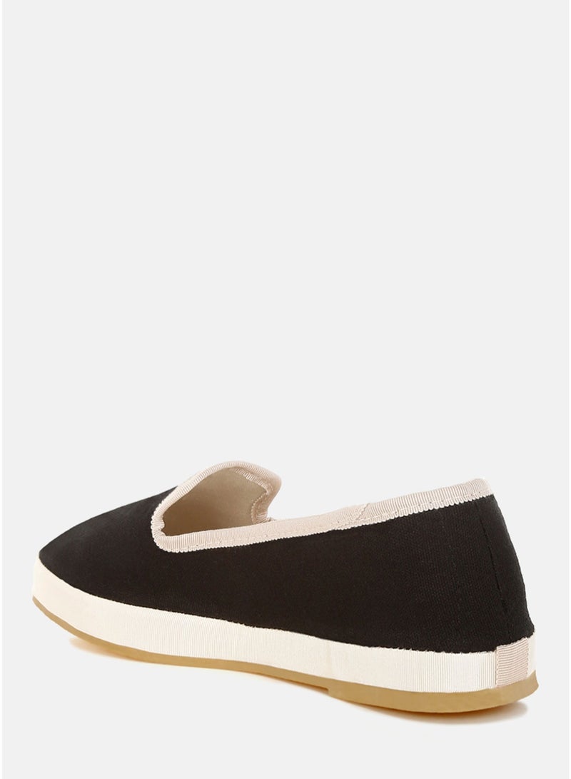 London Rag Round Toe Canvas Slip-On Loafers in Black - Image 4