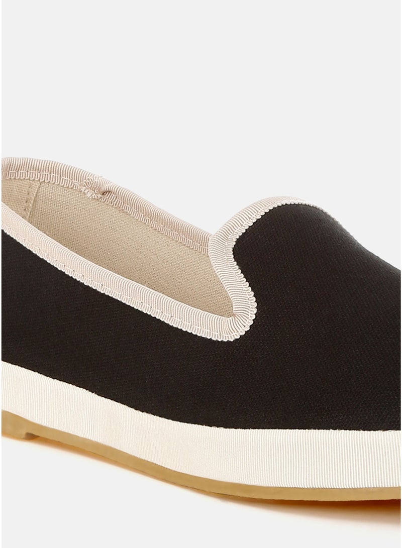 London Rag Round Toe Canvas Slip-On Loafers in Black - Image 5
