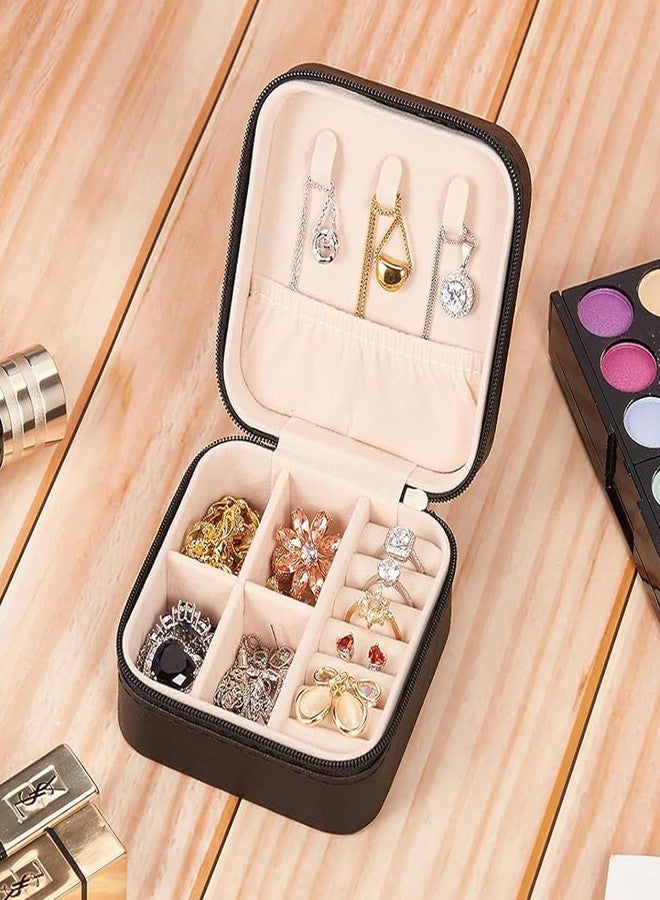 Global Impex Mini Jewelry Travel Organizer Storage Box with Dividers Container for Rings, Earrings & Necklaces | Perfectly Sized for Organizing Your Favorite Accessories (Black) - Image 3