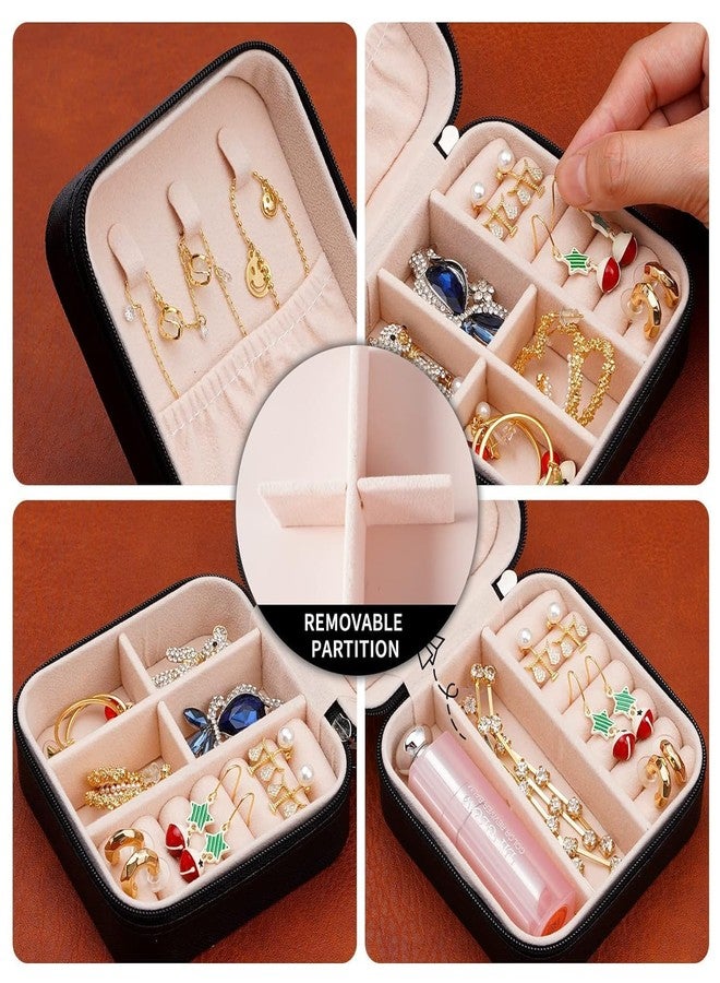 Global Impex Mini Jewelry Travel Organizer Storage Box with Dividers Container for Rings, Earrings & Necklaces | Perfectly Sized for Organizing Your Favorite Accessories (Black) - Image 5