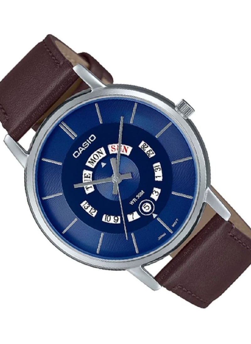 CASIO Casio Men Watch - Analog Day and date display Dial Blue Dial Leather Band MTP-B135L-2AVDF.  - Image 3