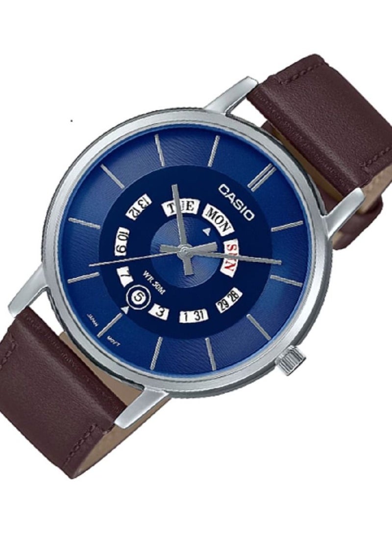 CASIO Casio Men Watch - Analog Day and date display Dial Blue Dial Leather Band MTP-B135L-2AVDF.  - Image 2