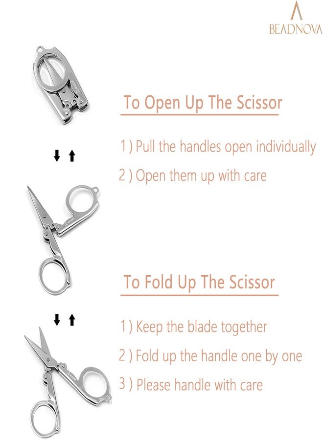 BEADNOVA Folding Scissors with Keychain Stainless Steel Travel Portable Scissors for Craft, Camping, Outdoors (3pcs, Assorted) - Image 4