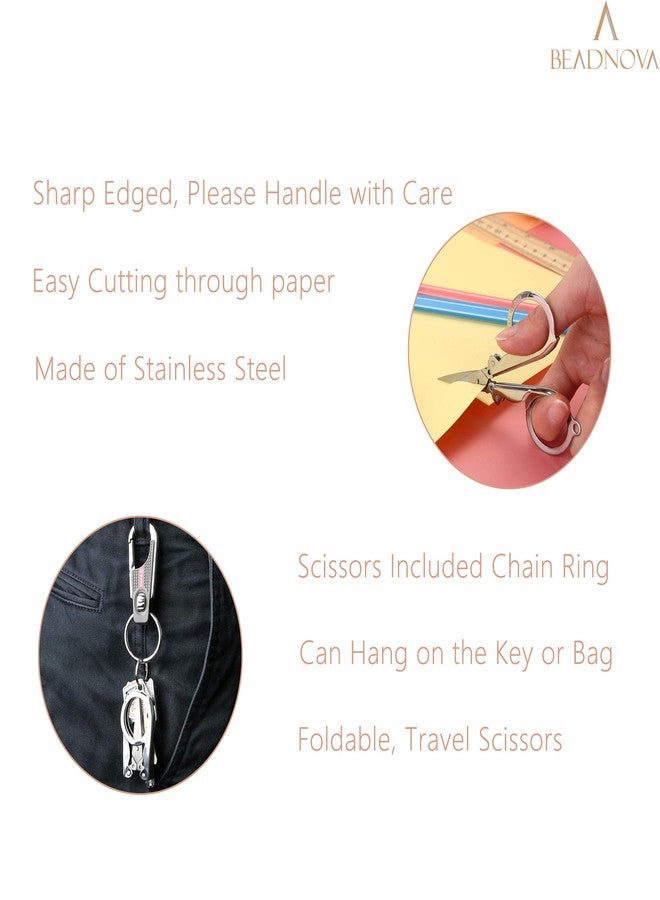 BEADNOVA Folding Scissors with Keychain Stainless Steel Travel Portable Scissors for Craft, Camping, Outdoors (3pcs, Assorted) - Image 3