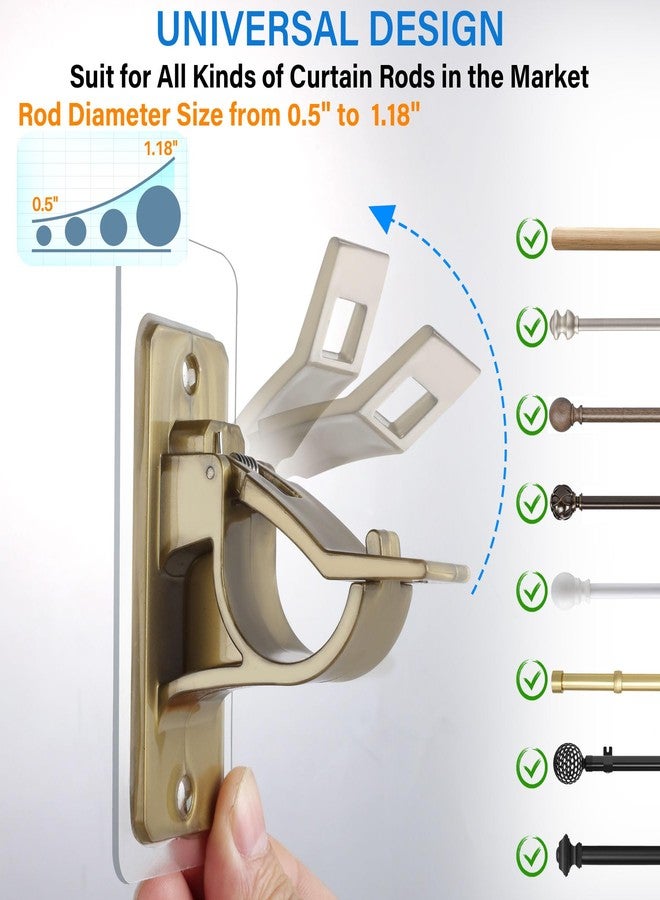 Antimbee 6-Pack No Drill Needed Curtain Rod Holders Brackets, Self Adhesive Rod Holder Hooks, Multipurpose Nail Free Stick on Curtain Rod Hooks-Transparent Rustic Brown - Image 2