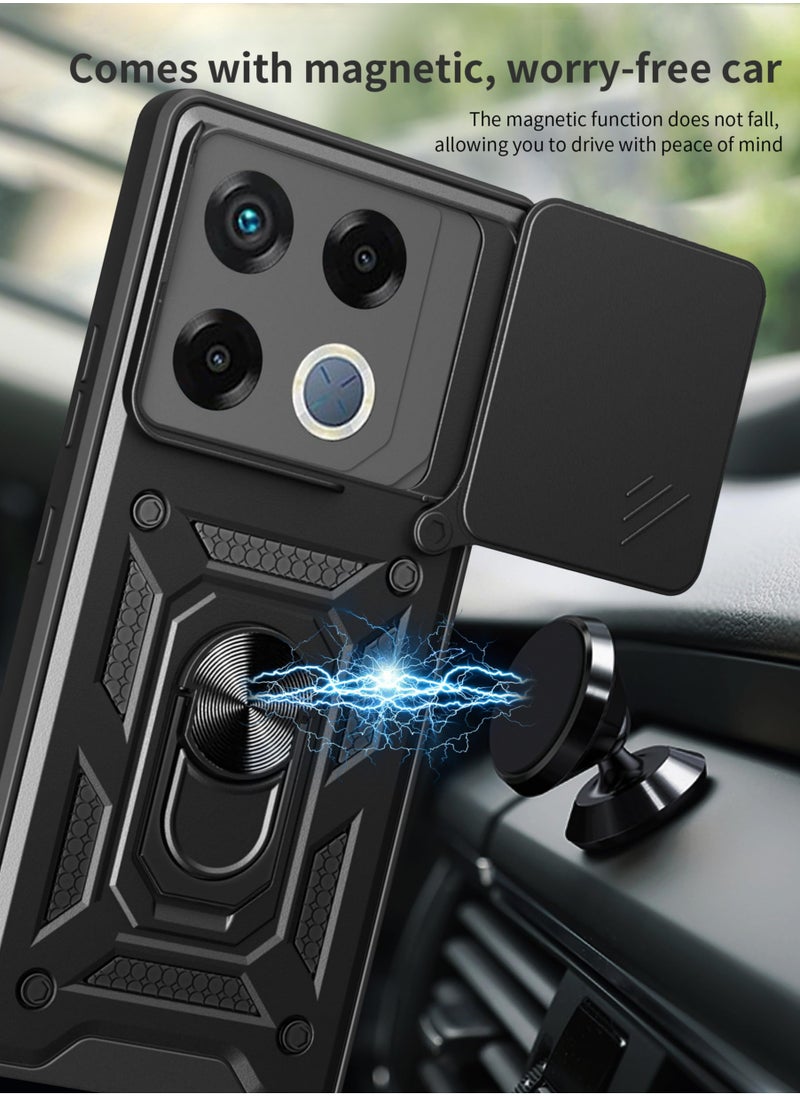 Generic - Infinix GT20 Pro 5G Case Cover, Slide Camera Lens Cover + 360°Rotating Kickstand Ring + Support Magnetic Car Mount Shockproof Mobile Phone Case For Infinix GT20 Pro 5G, Blue - Image 1
