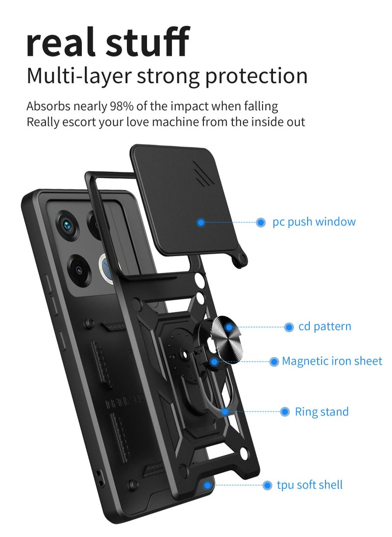 Generic - Infinix GT20 Pro 5G Case Cover, Slide Camera Lens Cover + 360°Rotating Kickstand Ring + Support Magnetic Car Mount Shockproof Mobile Phone Case For Infinix GT20 Pro 5G, Blue - Image 1