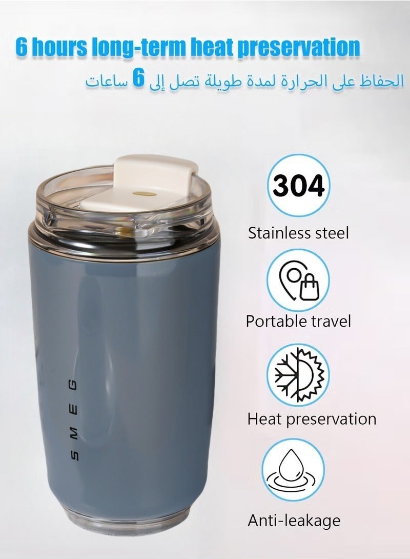 320ML Coffee Mug,Insulated Beverage Cup With Leakproof Lid, Travel Portable Car Drinking Cup，Stainless Steel Vacuum Leak proof , Gray - Image 2