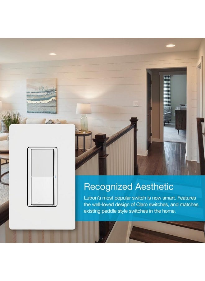 LUTRON Lutron Claro Smart Switch for Caseta Smart Lighting (Lutron Smart Hub Required), for LED Lights and Fans, 5 Amp, Single-Pole/3-Way, Neutral Required, DVRF-5NS-BL, Black  - Image 3