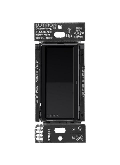 Lutron Claro Smart Switch for Caseta Smart Lighting (Lutron Smart Hub Required), for LED Lights and Fans, 5 Amp, Single-Pole/3-Way, Neutral Required, DVRF-5NS-BL, Black